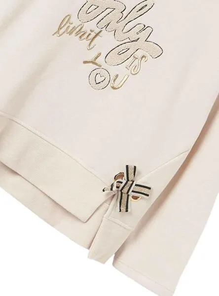 Beige Embroidered Girl's Leggings Set by Mayoral.