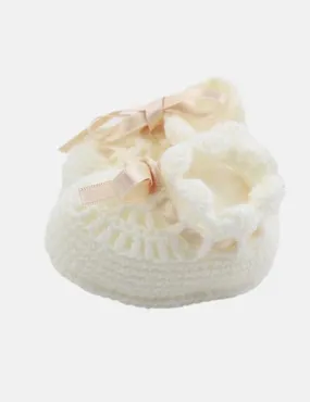 Beige Knitted Baby Booties without Name