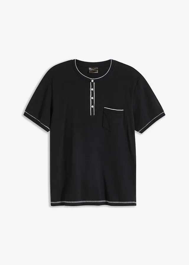 Black Henley Neck T-shirt
