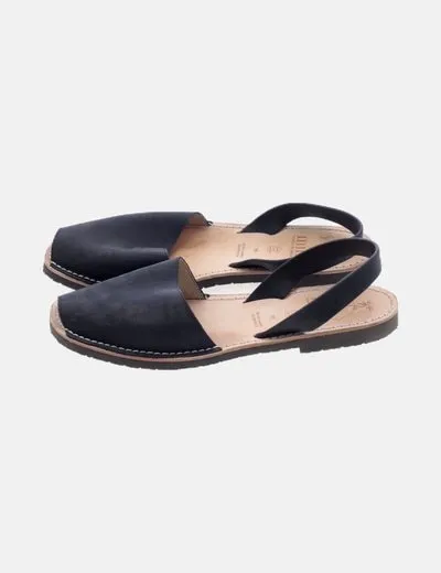 Black Mibo Menorquinas Leather