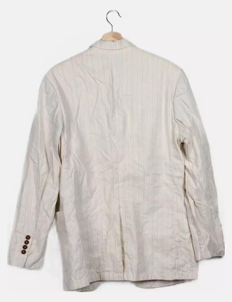 White Striped Printed Caramelo Blazer