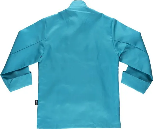 Turquoise Unisex Kitchen Jacket with Safety Buttons.