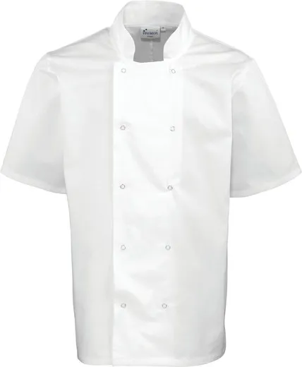 Short Sleeve Snap Buttons Chef Jacket