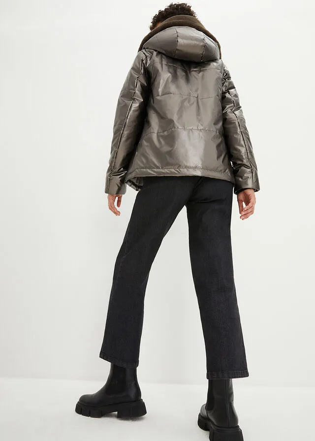 Light brown metallic quilted jacket