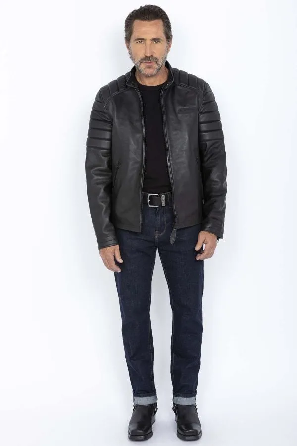 Schott Men's Black Lcbikerqtbd Jacket
