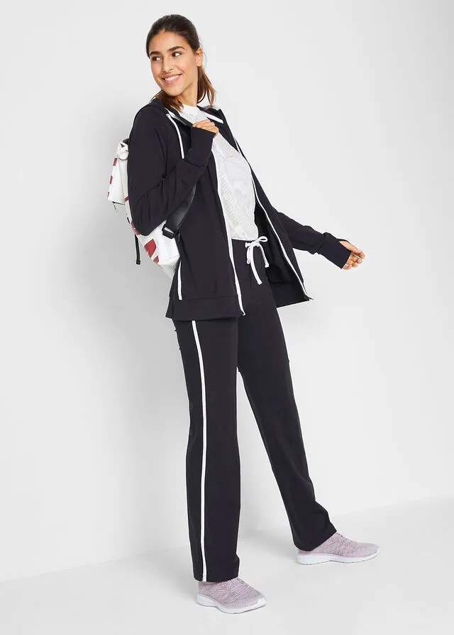 Elastic Cotton Tracksuit Set Black