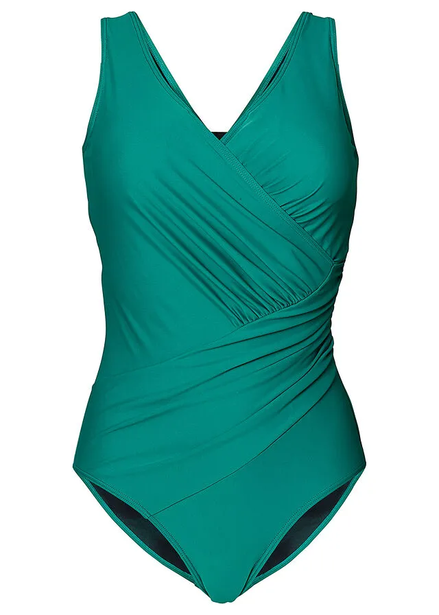 Green bottle molded-effect swimsuit