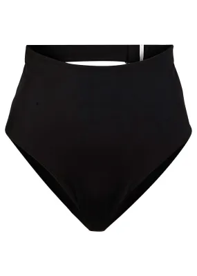 High-waisted recycled polyamide bikini bottom with adjustable width - Black.