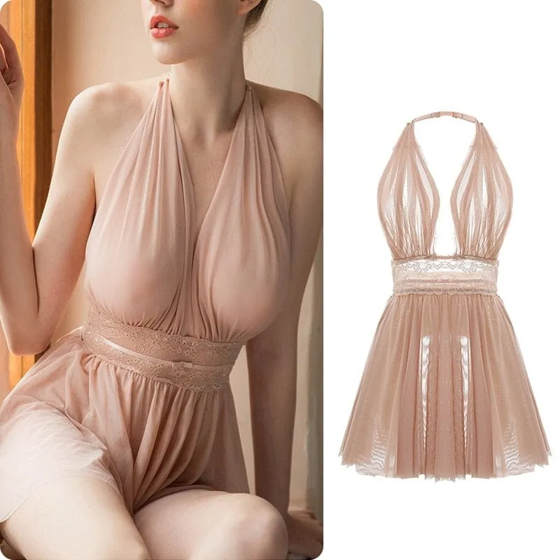 Mesh skirt with open back