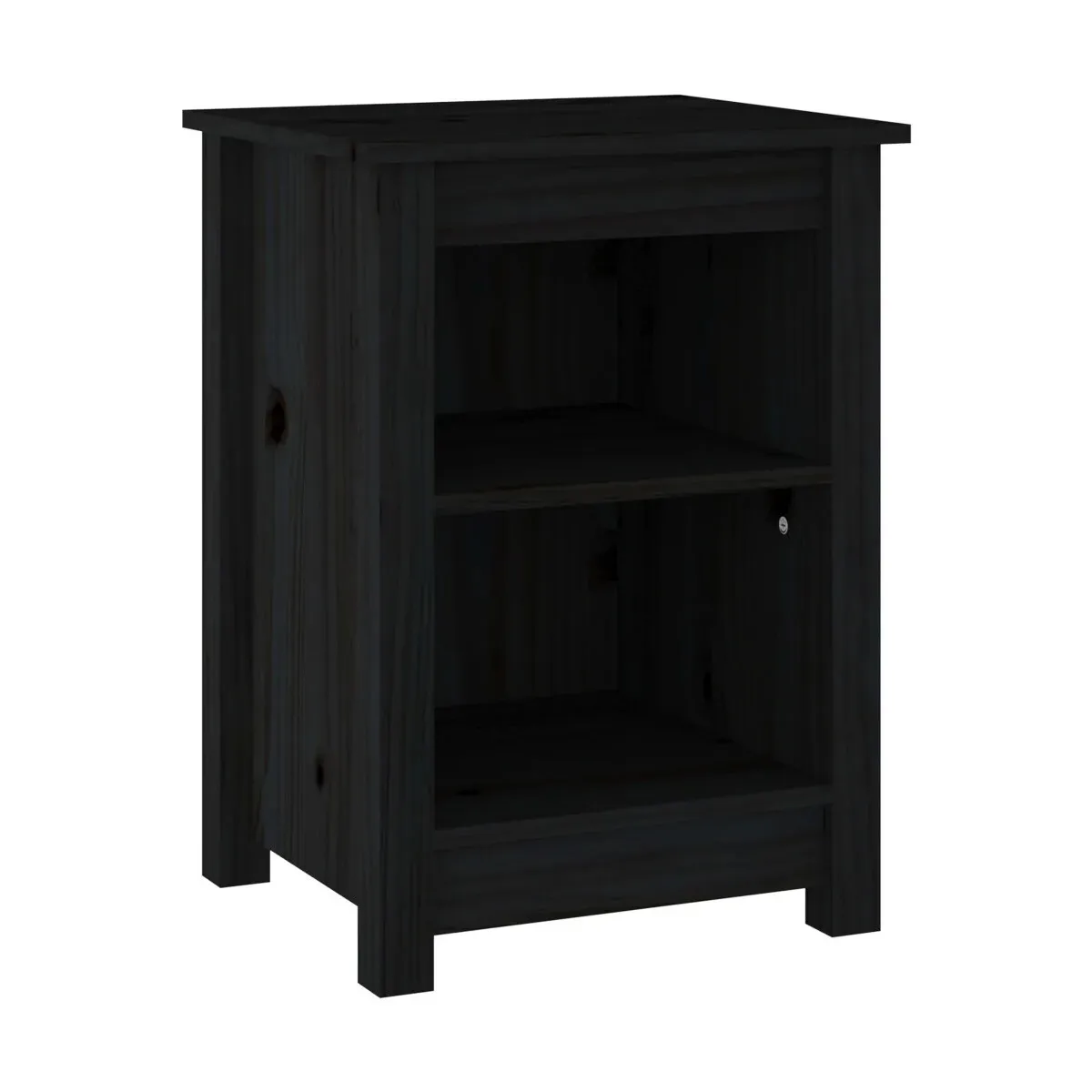 Mesita de noche madera maciza de pino negro 40x35x55 cm