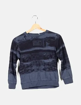 Blue Navy Printed Sweatshirt