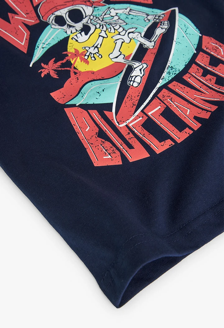 Navy blue knit boy's t-shirt.