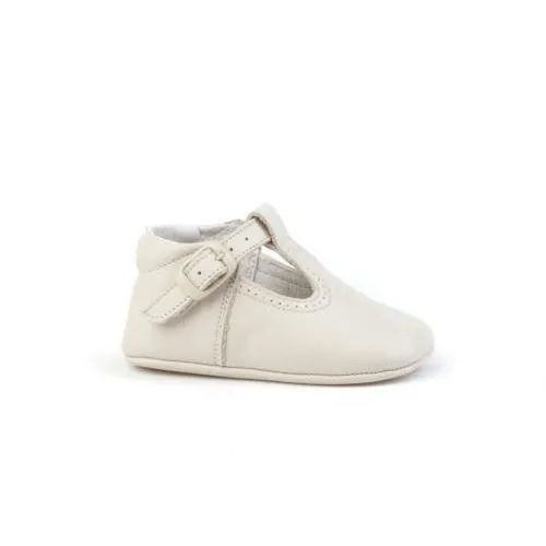 Baby Boy Beige Leather Booties Angelitos 19980-15 (Sizes 15 to 19)