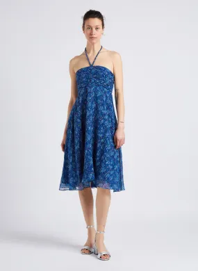 RIVIERA - Vestido midi con estampado floral en azul